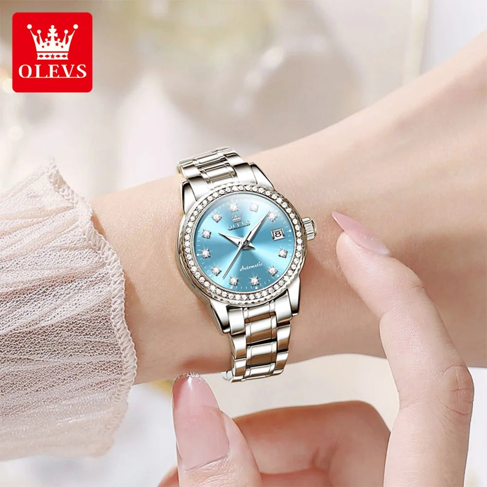 OLEVS Automatic Mechanical Watch for Ladies Auto Date Top Brand Business Luxury Women Watch NEW 7003