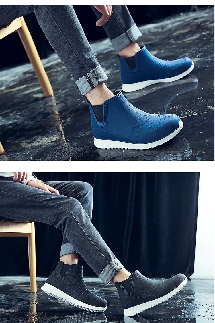 Rain Shoes for Lovers Rubber Shoe Platform Ankle Boots Autumn Winter Slip on Booties Boots for Men Waterproof Work Botas Hombres