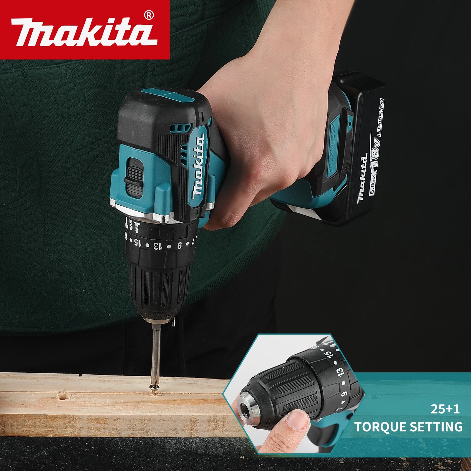 Makita DDF487 Brushless Cordless Drill 18V Battery 0-500/1700RPM Dual Speed for DIY and Professional Drilling tasks tools