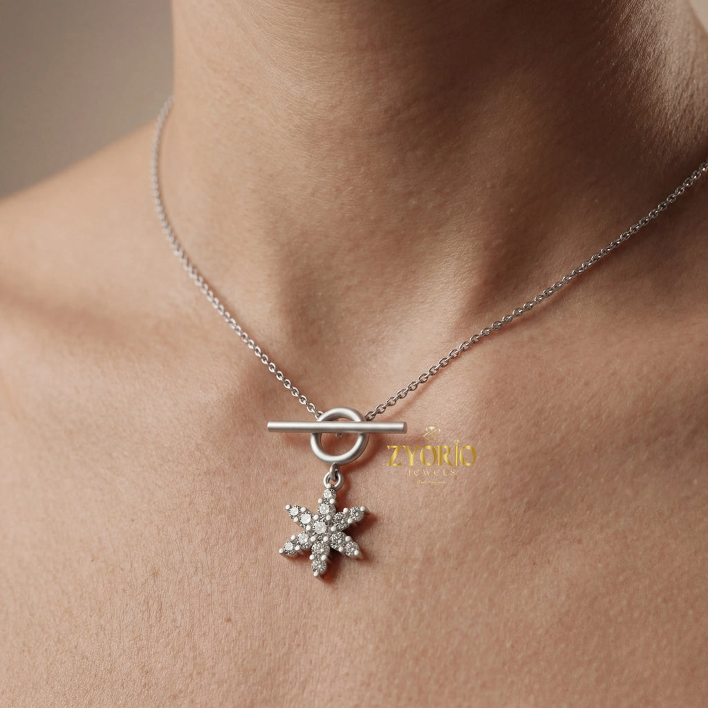 Radiant Star Diamond Pendant Necklace 925 Sterling Silver Luxury Jewelry For Women