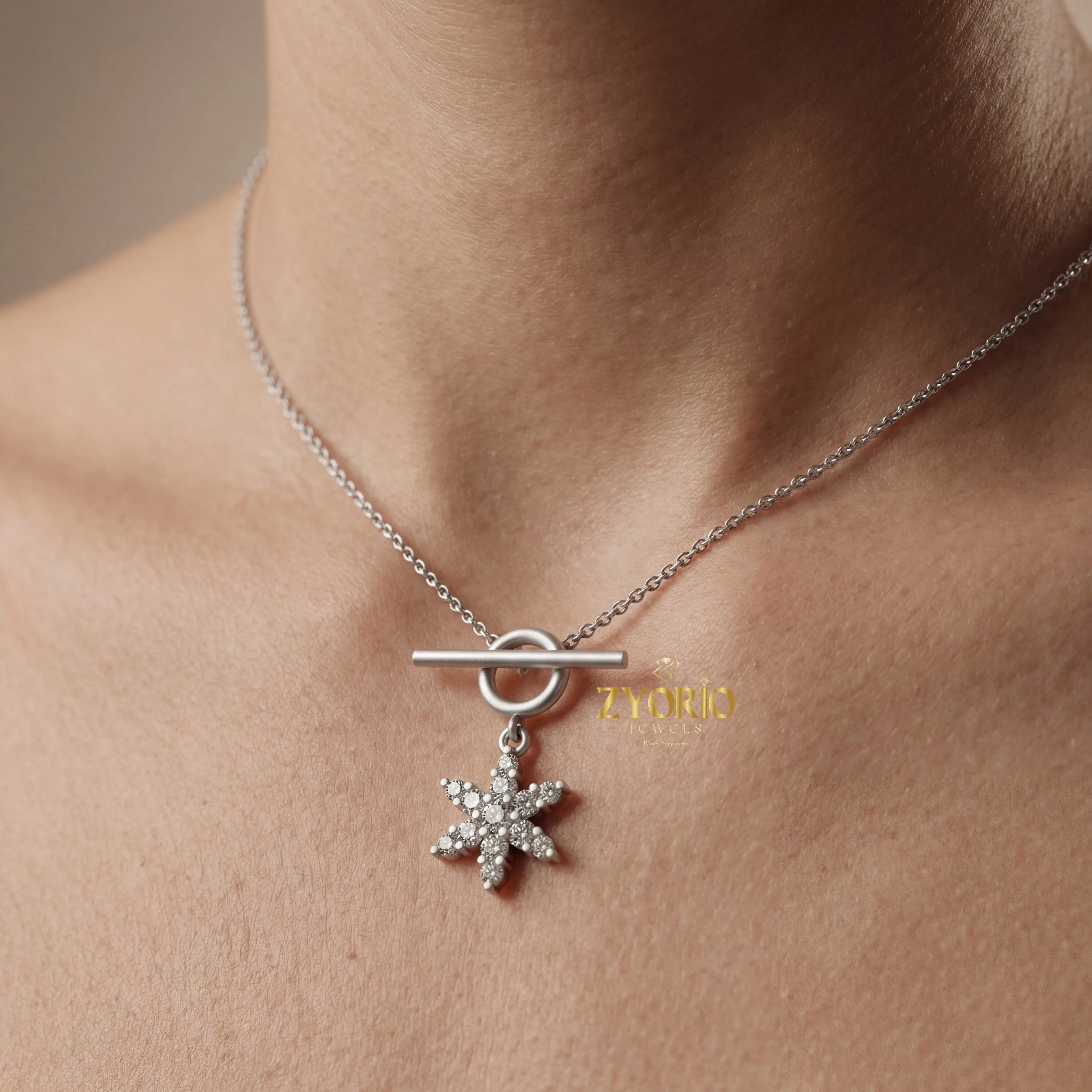 Radiant Star Diamond Pendant Necklace 925 Sterling Silver Luxury Jewelry For Women