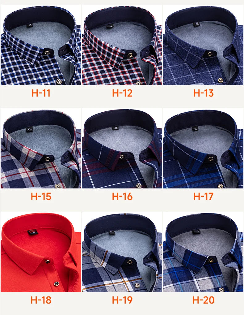 Autumn Winter New Fleece Plaid Shirt For Men Business Thickened Warm Double-sided Fleece Casual Non-ironing Fashion Check Shirts