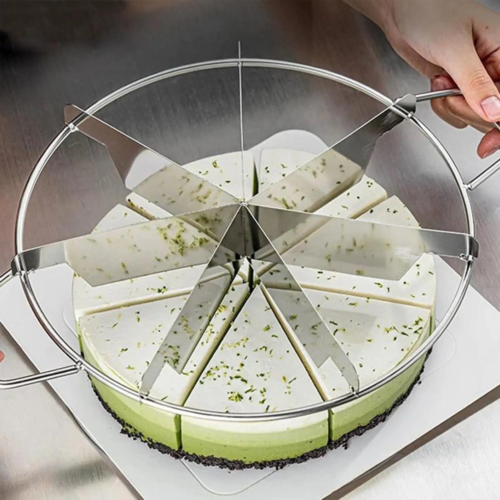 Cheese Cake Cutter Cake Cutting Tool Stainless Steel Pie Cutter Non-Stick Kitchen Gadgets Pastry Cheese Pizza Cutting Press Tool