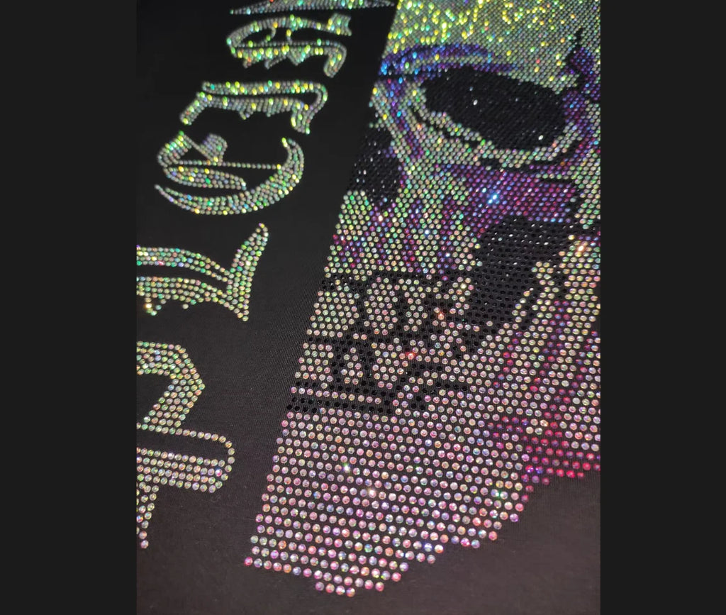 2025 Summer New Luxury Men's Fashion Skull Design Rhinestones T-Shirt Pure Cotton Crew-Neck Casual High Quality