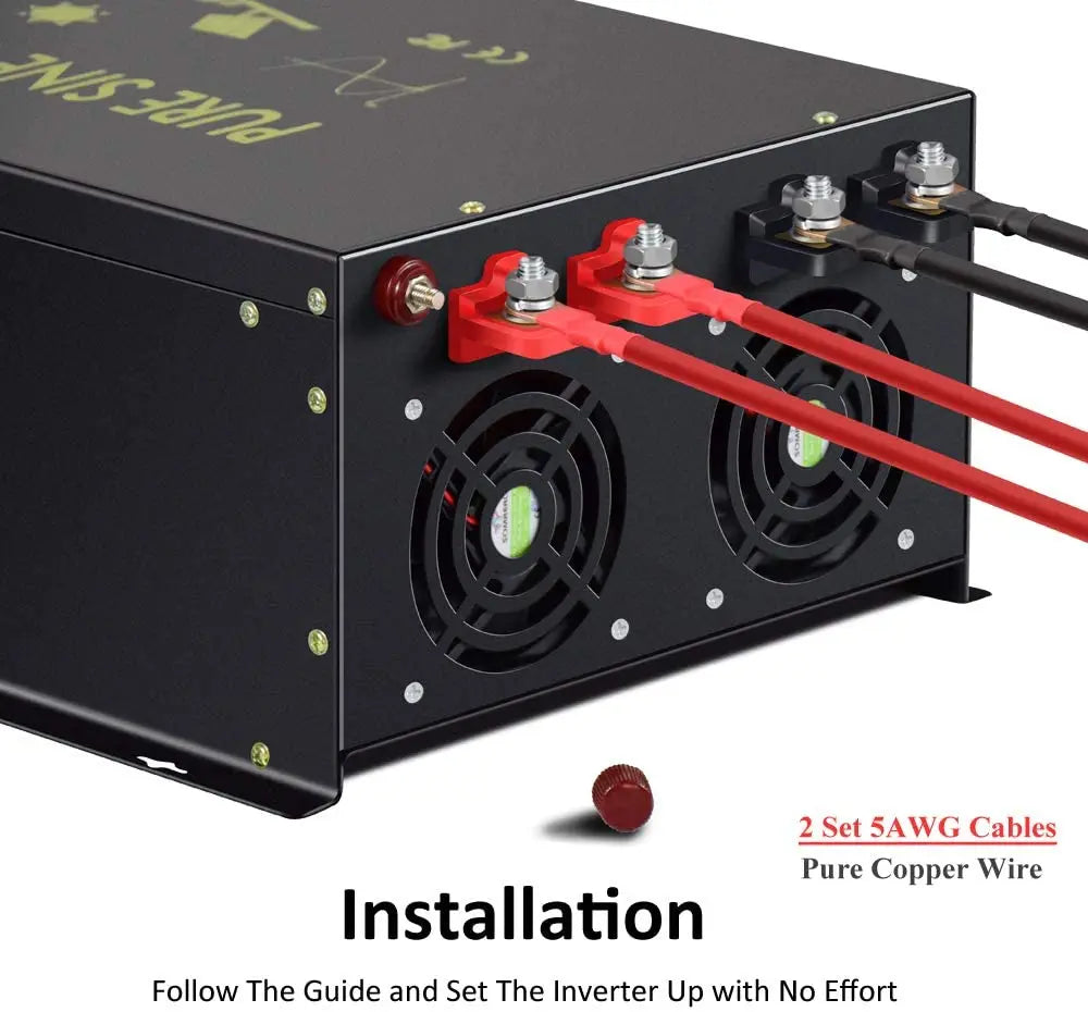 6000W Pure Sine Wave Inverter Solar Power 12V/24V/36V/48V/60V/72V DC to 110V/120V/230V/220V/240V AC Drill/Air Conditioner/Pump