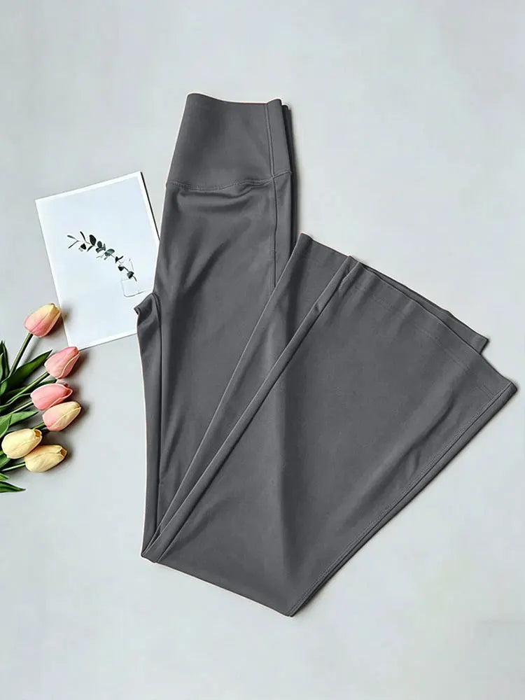 Women High Waist Pilates Flared Fitness Pants Peach Hip Lifting Nude Feeling Tight Flared Trouser All Season Gym Yoga Sweatpants
