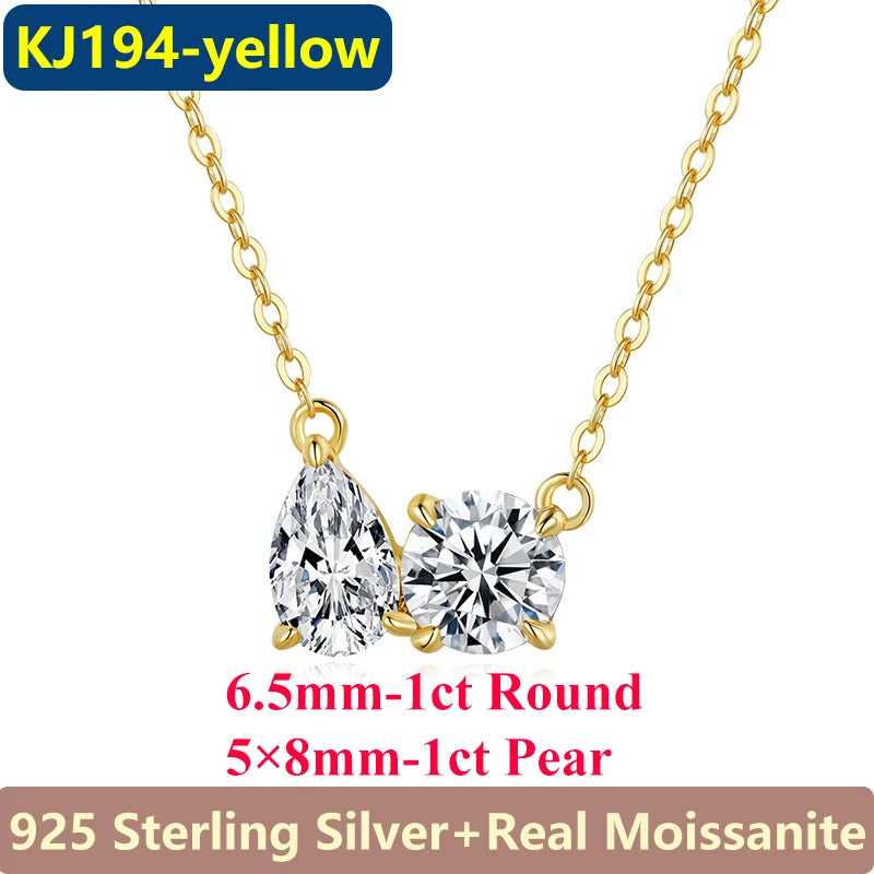 1CT / 2CT Emerald Heart Pear Princess Moissanite Diamond Pendants Necklaces For Women S925 Silver Fine Jewelry Women's Pendants