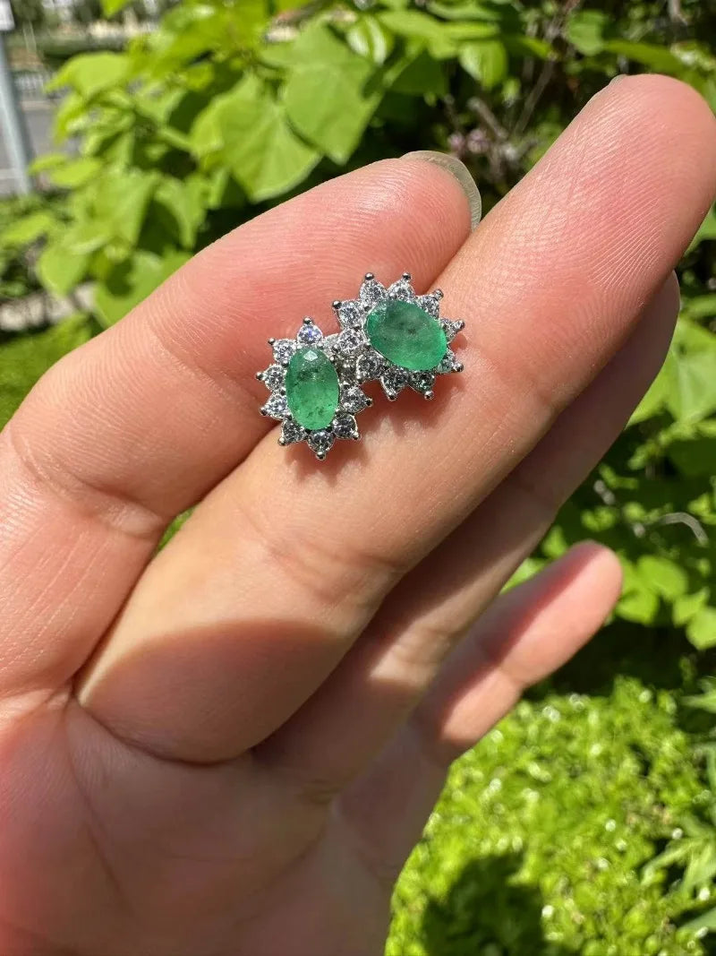 YULEM 4*6mm Natural Emerald Earrings with Certificate Fine Charm Fashion Weddings Jewelry for Women