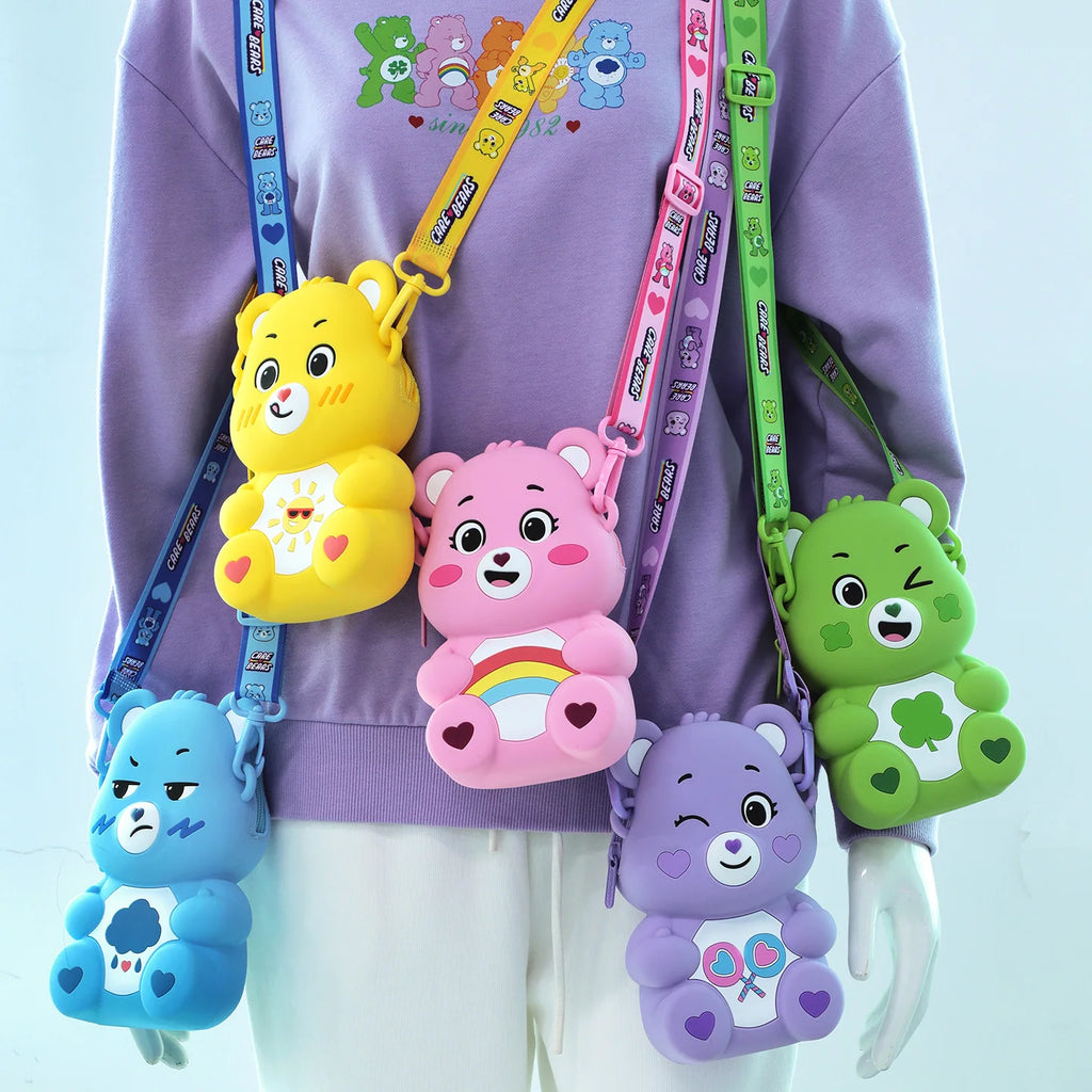 Care Bears Silicone Crossbody Bag Cute Cartoon Doll Storage Purse Coin Pouch Phone Bag Mini Single Shoulder Backpack Kawaii Gift
