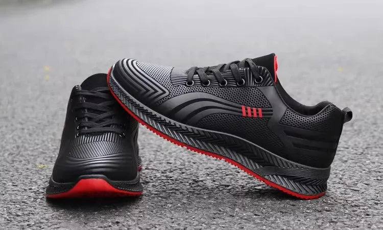 Waterproof Men's Sneakers Casual Running Shoes Soft Bottom Black Leather Sports Shoes
