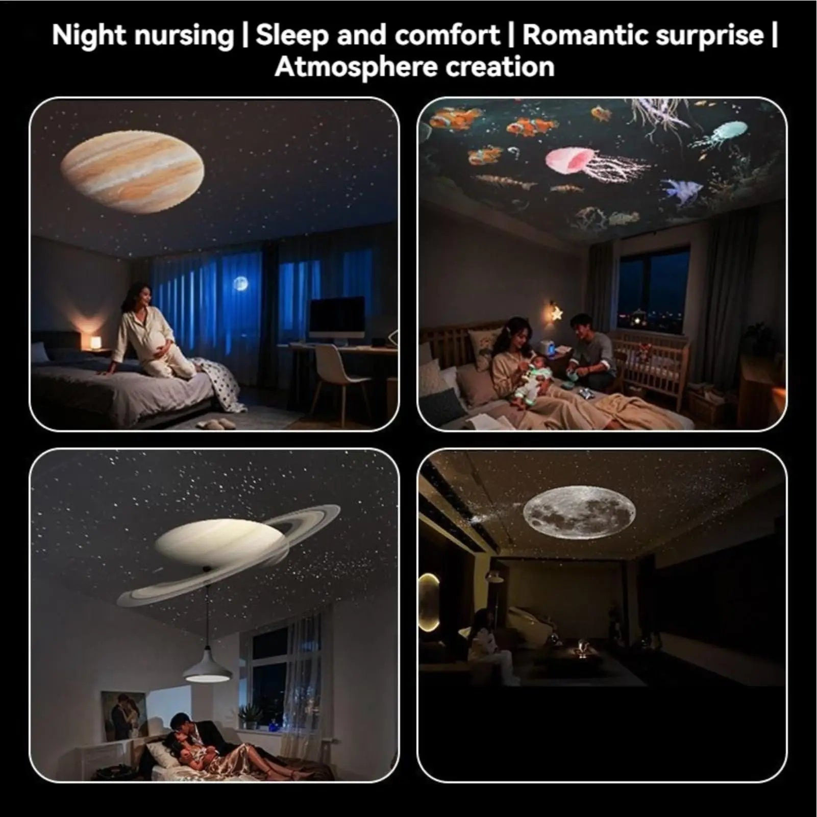 USB Car Atmosphere Projector Light Car Interior Ambient Light LED Starry Star Light Party Decor Romantic Saturn Galaxy Light