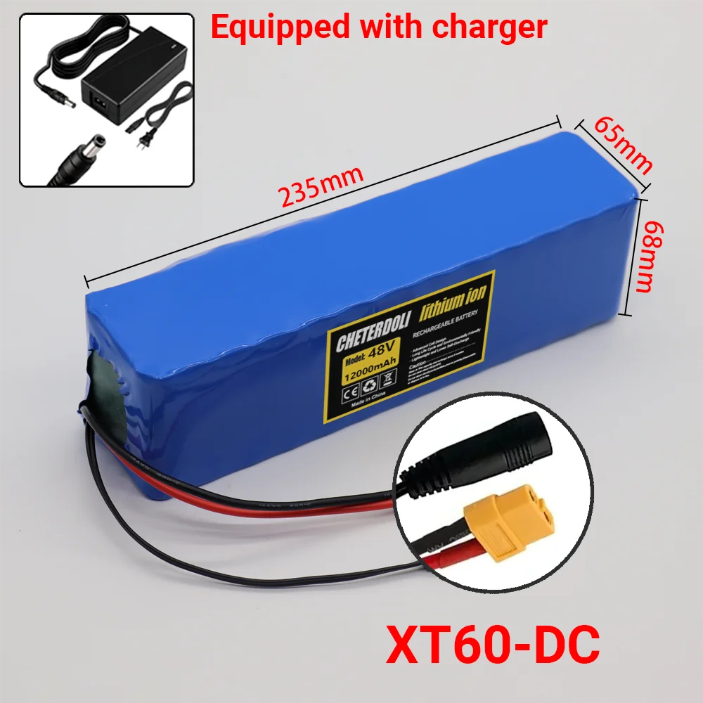 48V E-scooter Battery 12Ah real capacity 13S3P 18650 Lithium-ion battery Pack 500W 1000W motor BMS system wiht 2A Charger