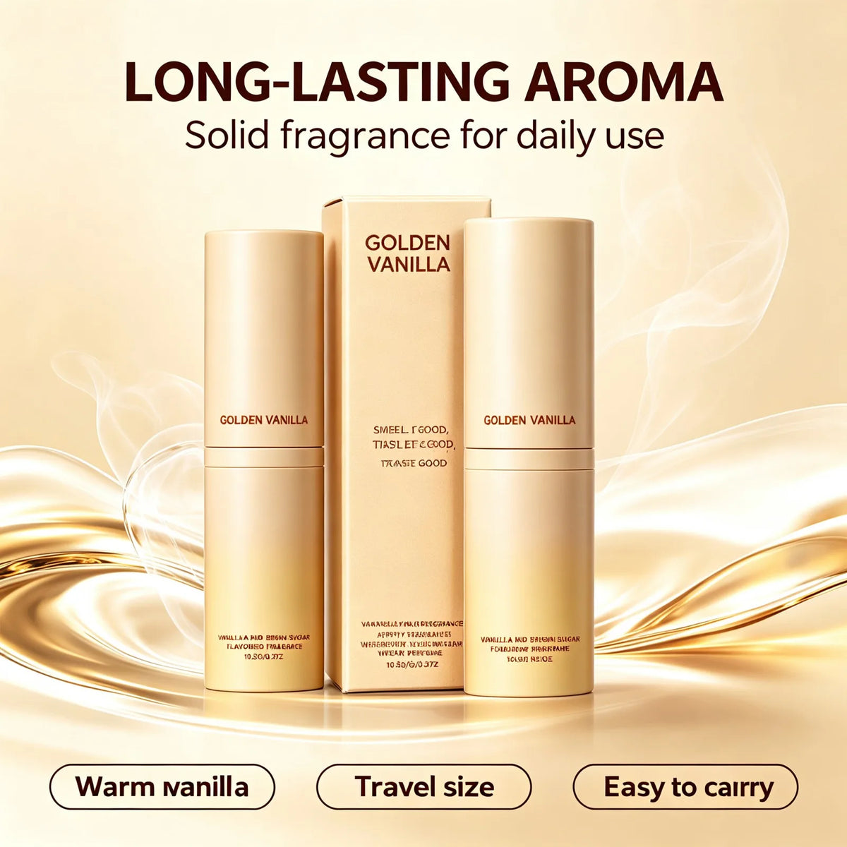 Golden Vanilla Perfume Stick Solid Fragrance Balm Plant Extract Moisturizing Skin Portable Long Lasting Pocket Scent 10g