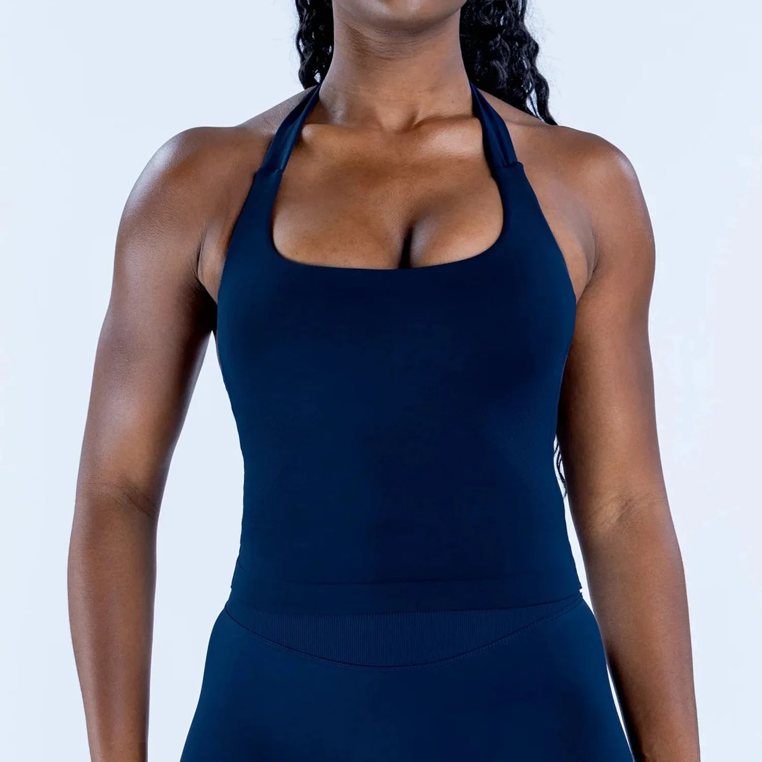 Women Halter Neck Workout Set Seamless Tank Top High Waist Leggings Yoga Gym Fitness Sportswear 2PCS Set