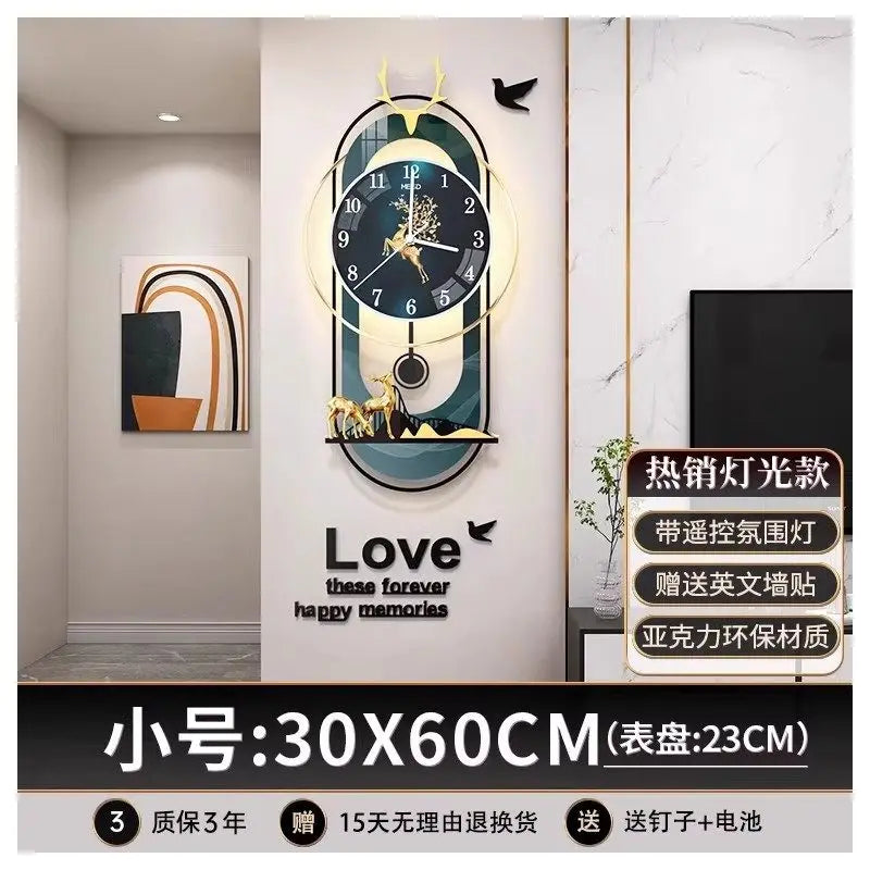 Luxury Wall Clock Living Room Modern Luxury Timepiece Creative Home Clock Wall Lamp Reloj Digital Pared Home Decoration Unusual