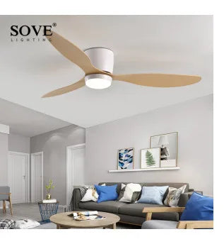 SOVE Modern Led Ceiling Fan Kitchen Living Room Dining Room Household High Air Volume Remote Control Pendant Light