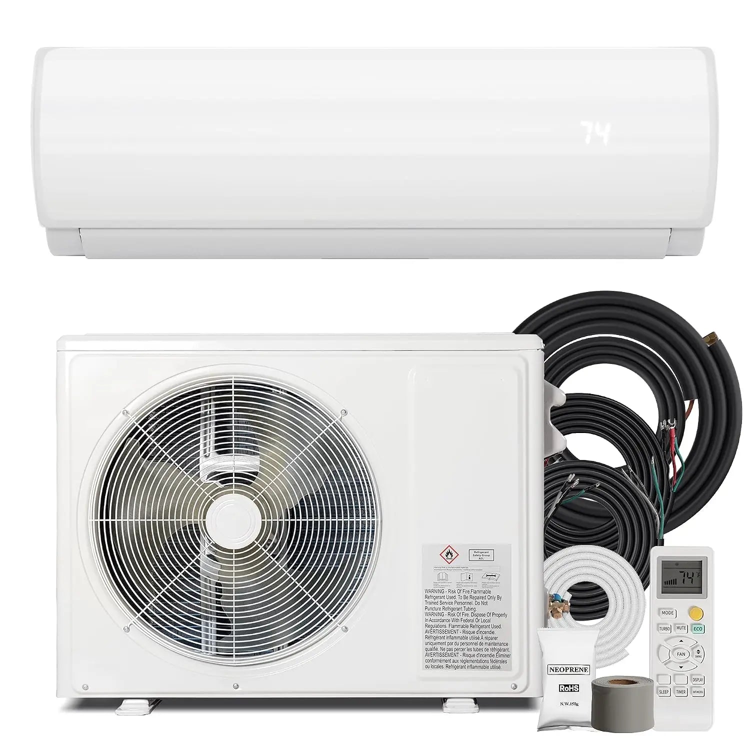 12000BTU Mini Split Air Conditioner Heat Pump 19 SEER2 Inverter Compressor 230V Custom AC Unit for Cooling up to 750 Sq. Ft. Spa