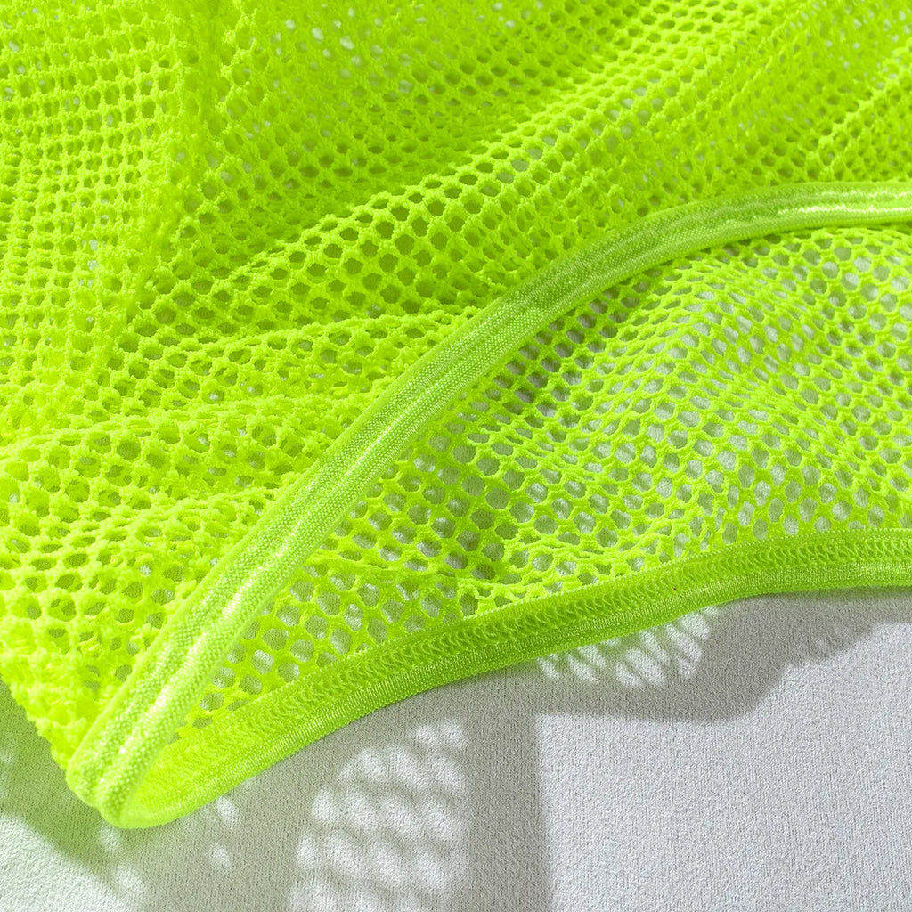 Brskbzda Sensual Fishnet Lingerie Cover-up Top Long Sleeved Lace See Through Sexy Outfit Tulle Underwear Cut Out Exotic Sets