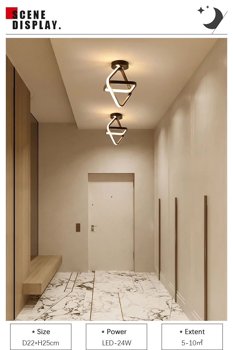 Modern LED Aisle Ceiling Light 2 Ring Creative Dimmable Living Room Ceiling Lamp Hallway Entrance Balcony Office Indoor Lighting