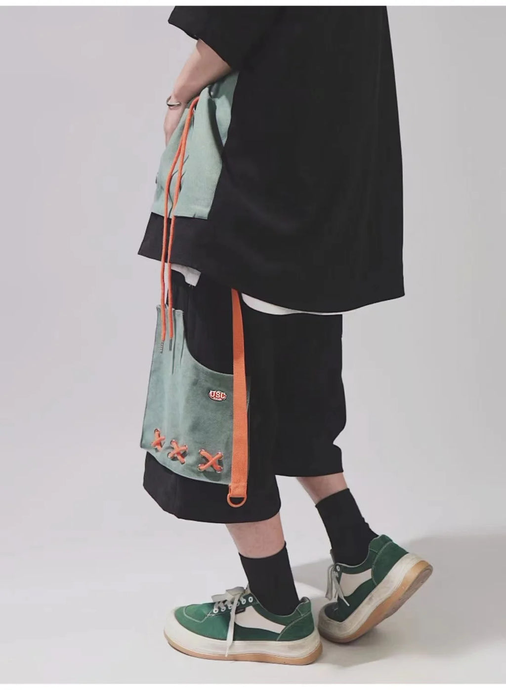 ARENS Hip Hop Cargo Shorts Men Basketball Men's Oversize Couples Matching Clothing Japanese Steetwear Summer Pockets Patchwork