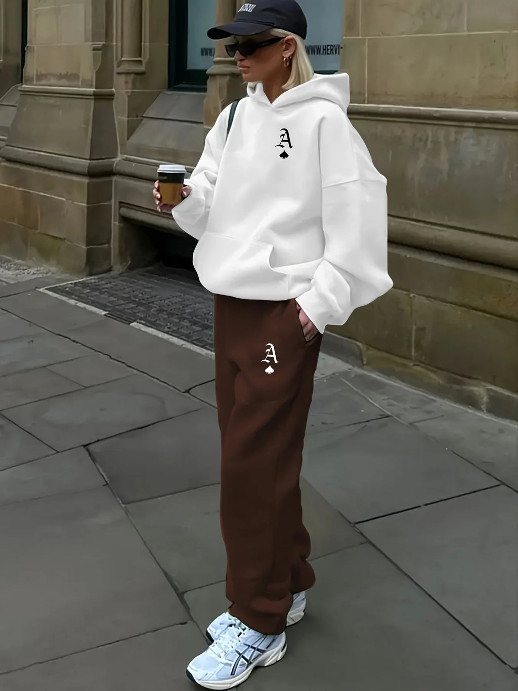 women Hoodies+sweatpant set Hip Hop Street Casual Printed Hoodie Oversize Loose New Sweatshirts Autumn Warm Fleece Clothing
