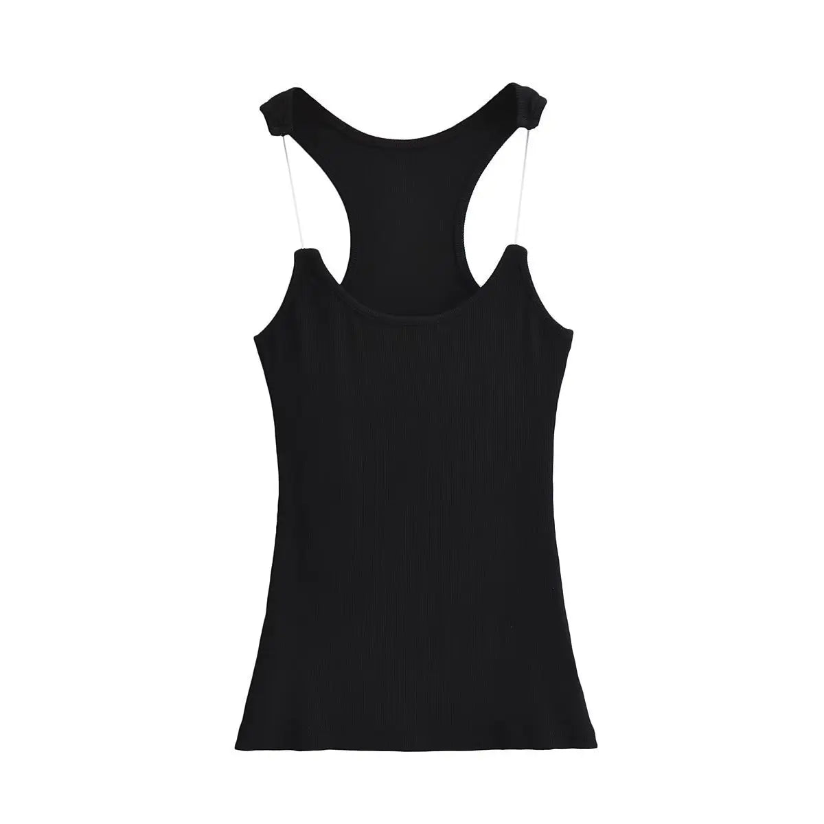 Women Ribbed Invisible Strap Tank Top Camis Tee