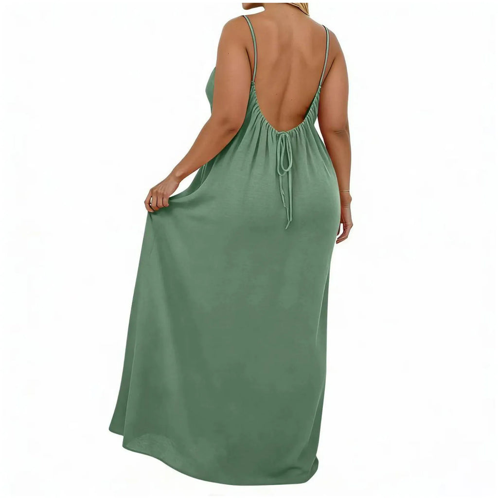 Sexy Suspender Long Dress For Women Plus Size Backless Strappy Maxi Dresses Summer Holiday Beach Party Sundress Robe Vestidos