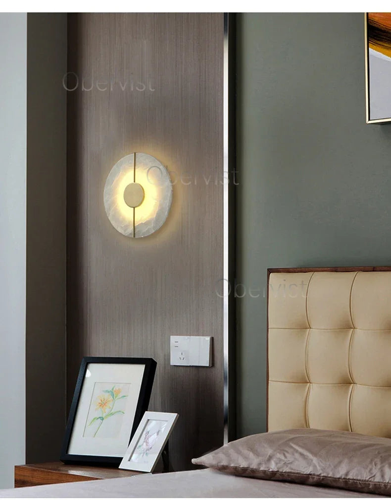 Modern Luxury Creative Marble Wall Light - Alabaster Marble Wall Sconce for Bedroom Bedside Living Room Aisle Indoor Decor