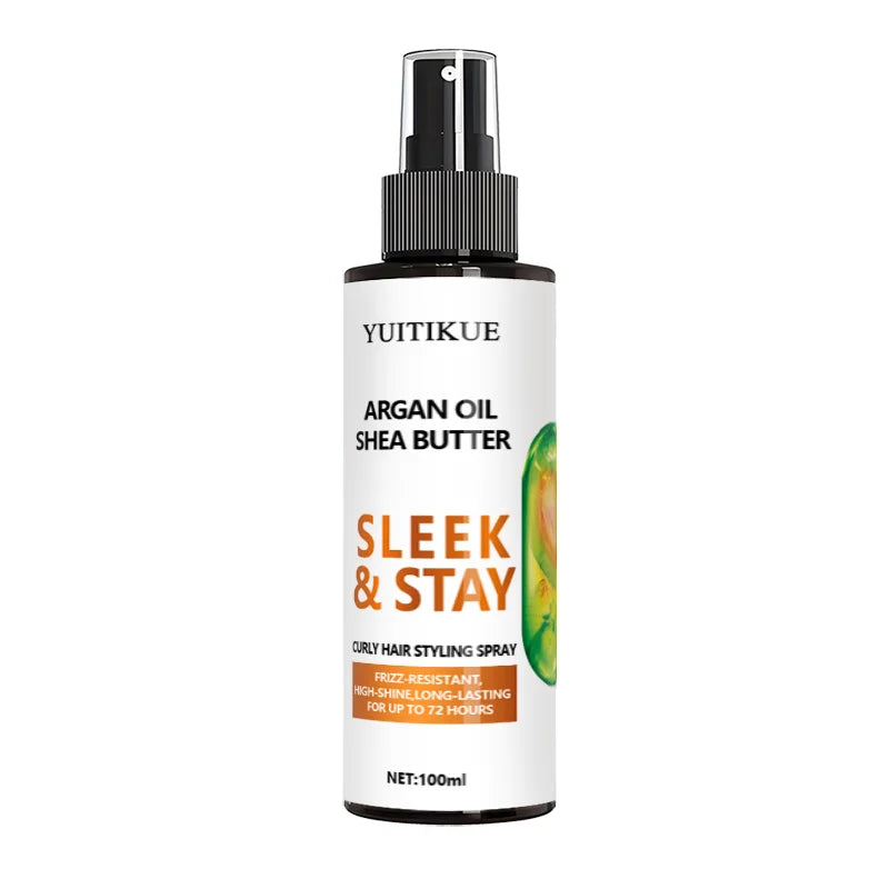 YUITIKUE Argan Oil Shea Butter Curly Hair Styling Spray Sleek Stay Frizz Resistant High Shine Long Lasting Hair Care