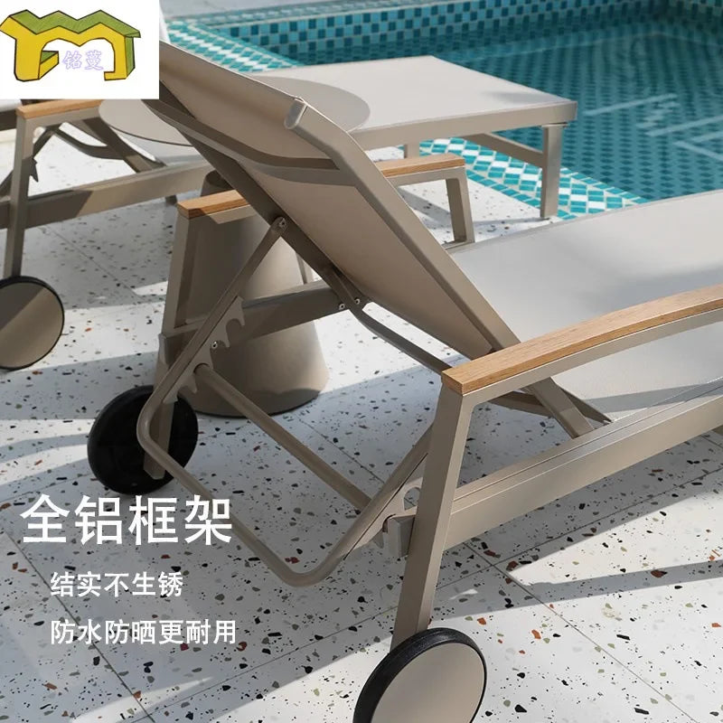 TQH-c13  Outdoor Courtyard Lying Pool Beach Leisure Lounger Waterproof and Sunscreen Hotel B & B Terrace Lying Bed Coffee Table