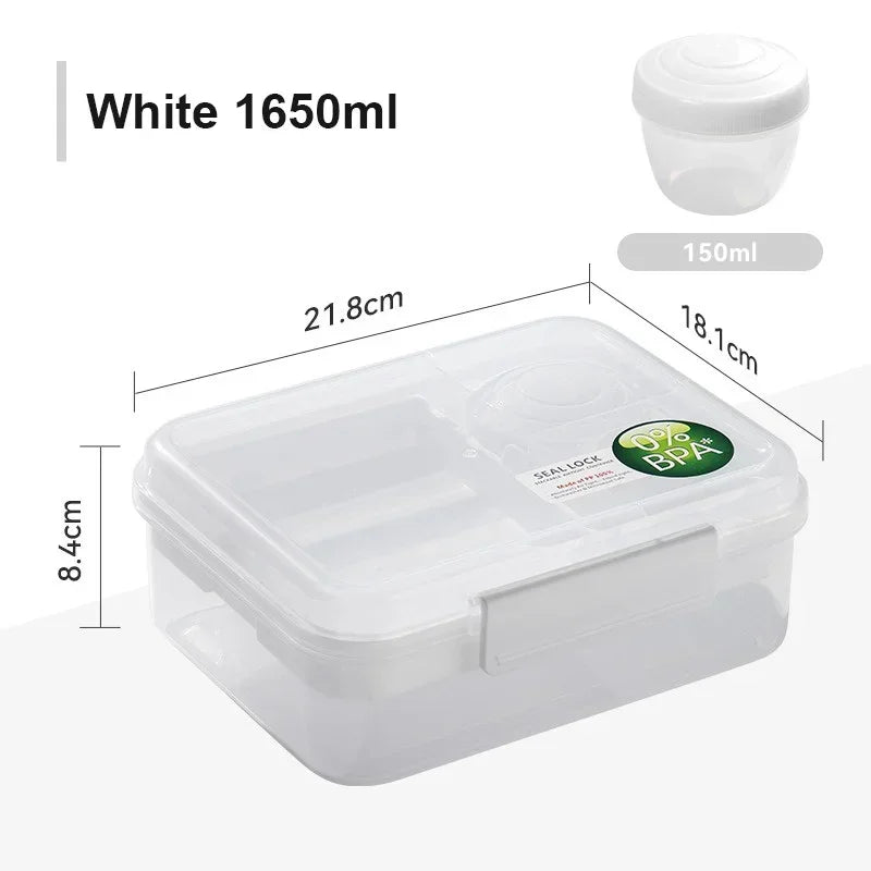 Lunch Box Portable Microwave Lunch Containers Sealed Salad Box Picnic Food Storage For Adult/Kid/Toddler 4 Compartment Container