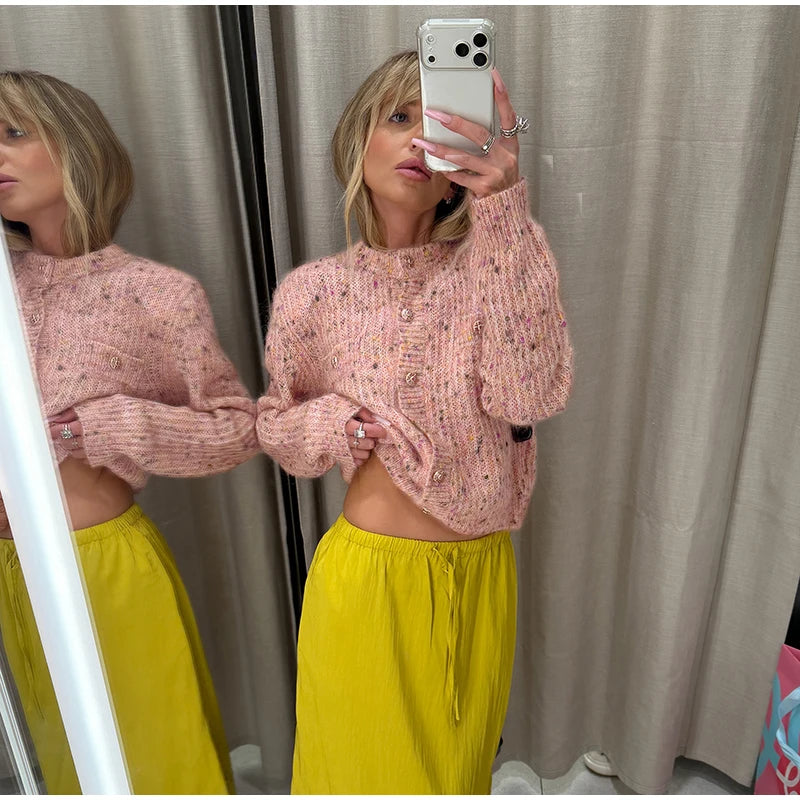 URBANCREW Marled Knit Cardigan — Cropped Casual Layer