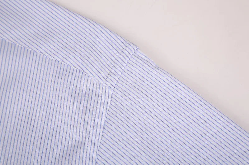 High Quality 100% Cotton Men Dress Long Sleeve Shirt New Solid Male Plus Size Regular Fit Stripe Business Shirt White Blue 8XL