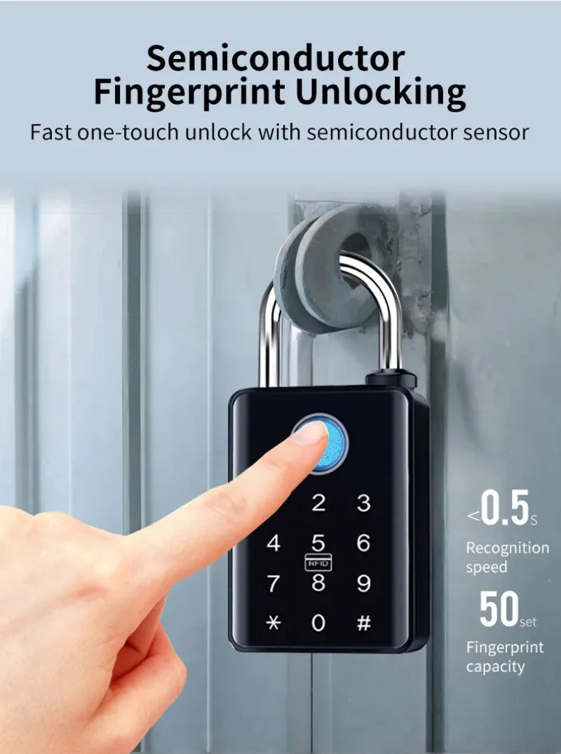 Tuya Smart Door Lock Fingerprint Padlock Password APP Card Key Unlock 7mm 10mm Smart Padlock Waterproof Electronic Lock