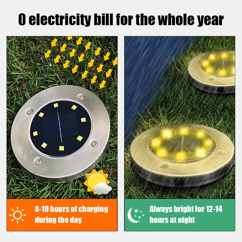 Solar Lawn Yard 8 Led Solar Lights Waterproof Solar Powered Lantern for Pathway Garden Decoration Outdoor Lighting