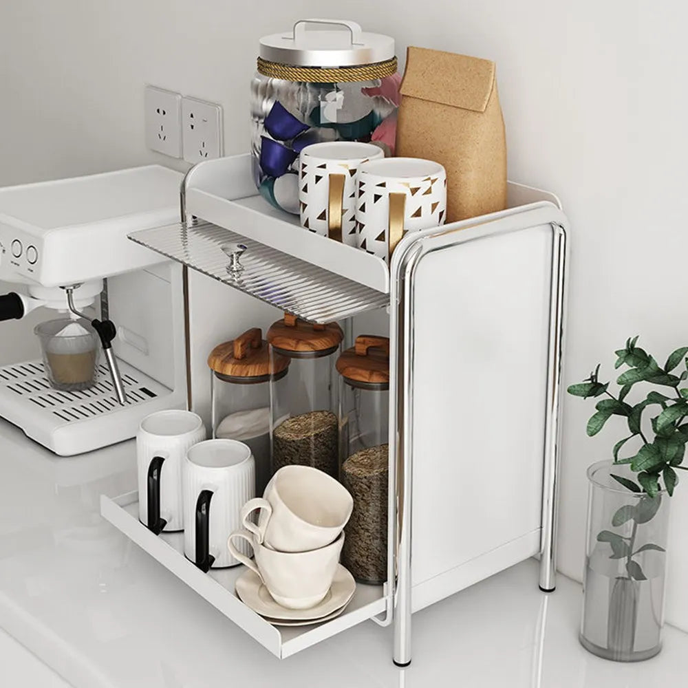 New Drawer Organizer Deluxe Desktop Makeup Organizer Kitchen Shelf Dustproof Mug Tea Set Coffee Drawer Countertop Organizer