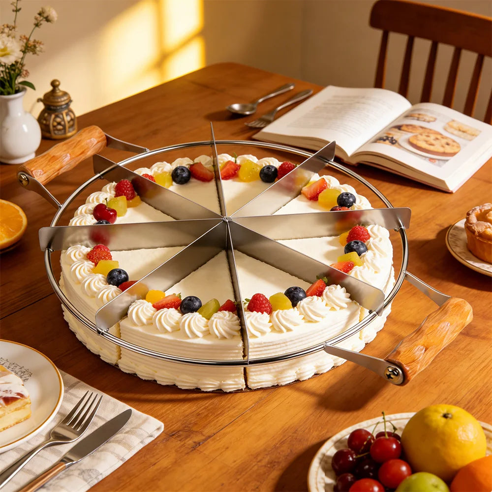 201 Stainless Steel Cake Divider 6/7/8 Equal Portions Cake Slicer Pizza Pie Cutter Kitchen Gadgets Pastry Cheese Divider tool