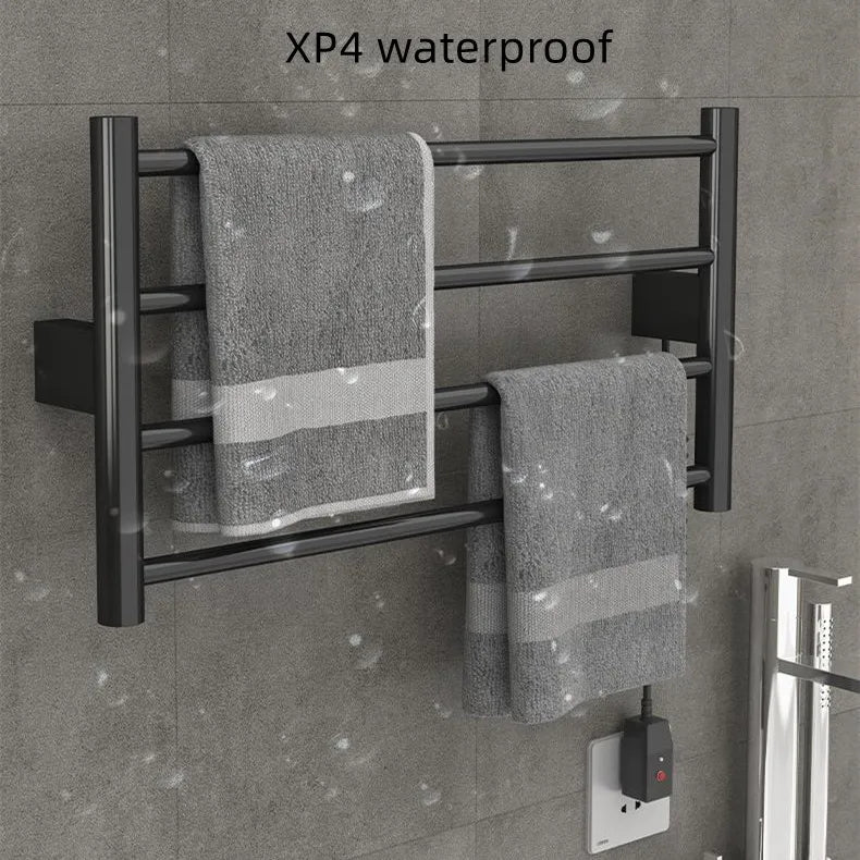 Bathroom Accessories Black Stainless Steel Towel Dryer Heating Smart Electric Towel Rack