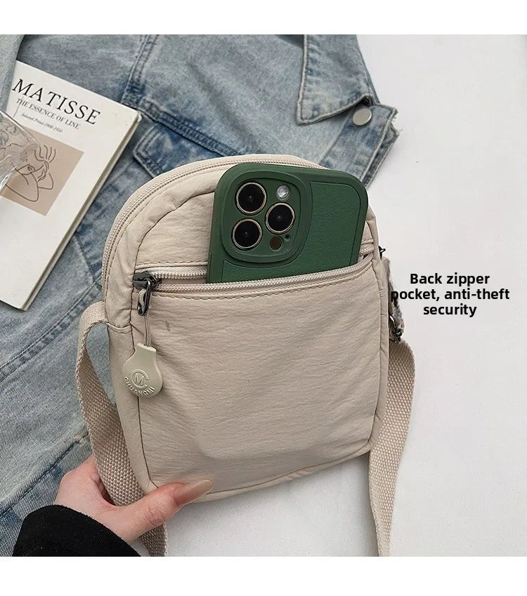 Waterproof Nylon Mobile Phone Bag Portable  Three-Layer Coin Purse Crossbody Bag for Youth Casual Simple Style Functional...