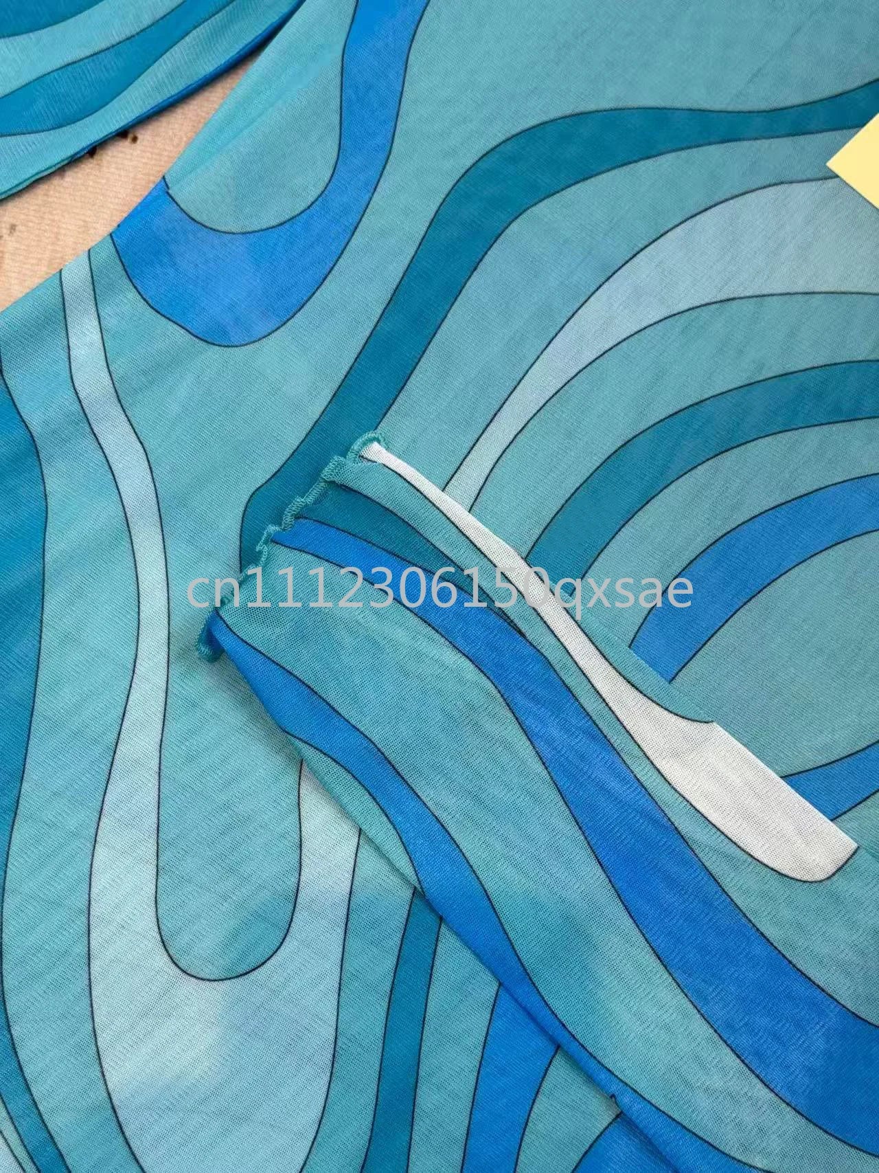 Fashion Design Women's Blue Mesh Dresses with Designer Signature Letter Logo Skirts Luxury Brand Women's Sexy Mesh Beachwear