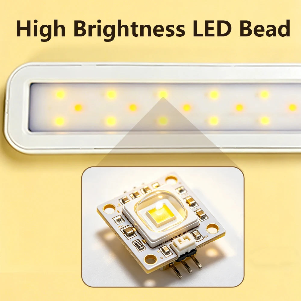 Flexible Dual Head LED Desk Lamp Eye Protection 3 Color Modes Brightness USB Rechargeable 360° Rotate Touch Control Office Study