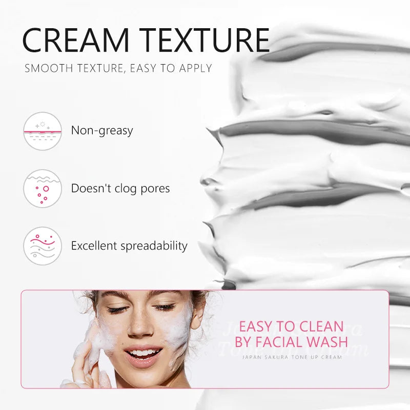 LAIKOU Japan Sakura Original Tone up Cream Moisturizing Nourishing Skin Face Cream Brightening Cream Face Skin Care 60g