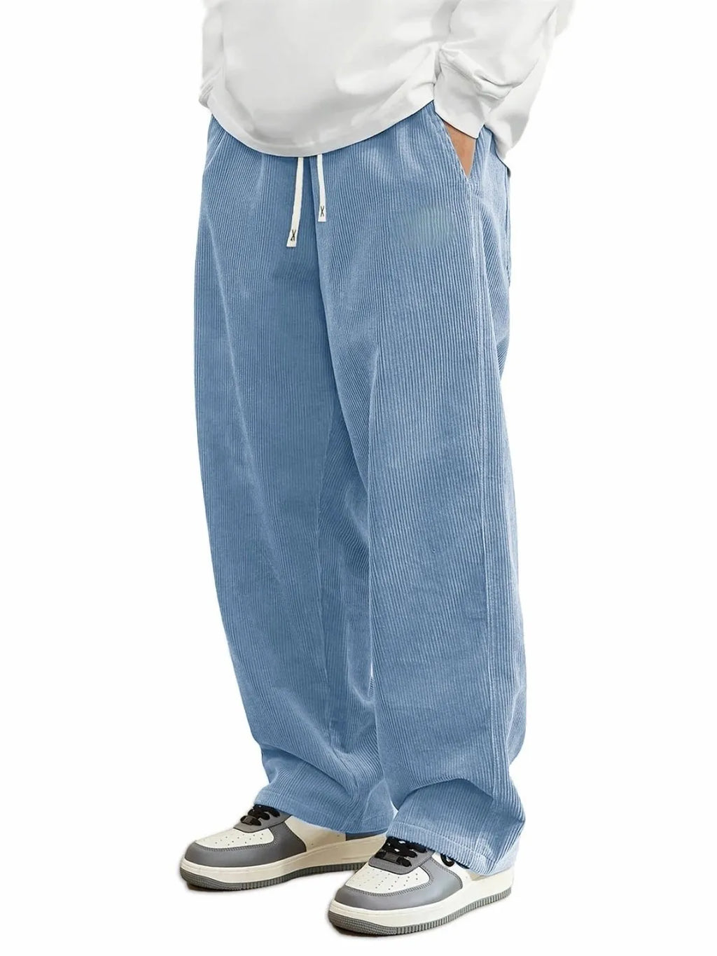 Autumn Winter Warm Motorcycle Jogger Corduroy Pants Men Tech Sweatpants Casual Harem Pants Male Sport Thermal Trousers