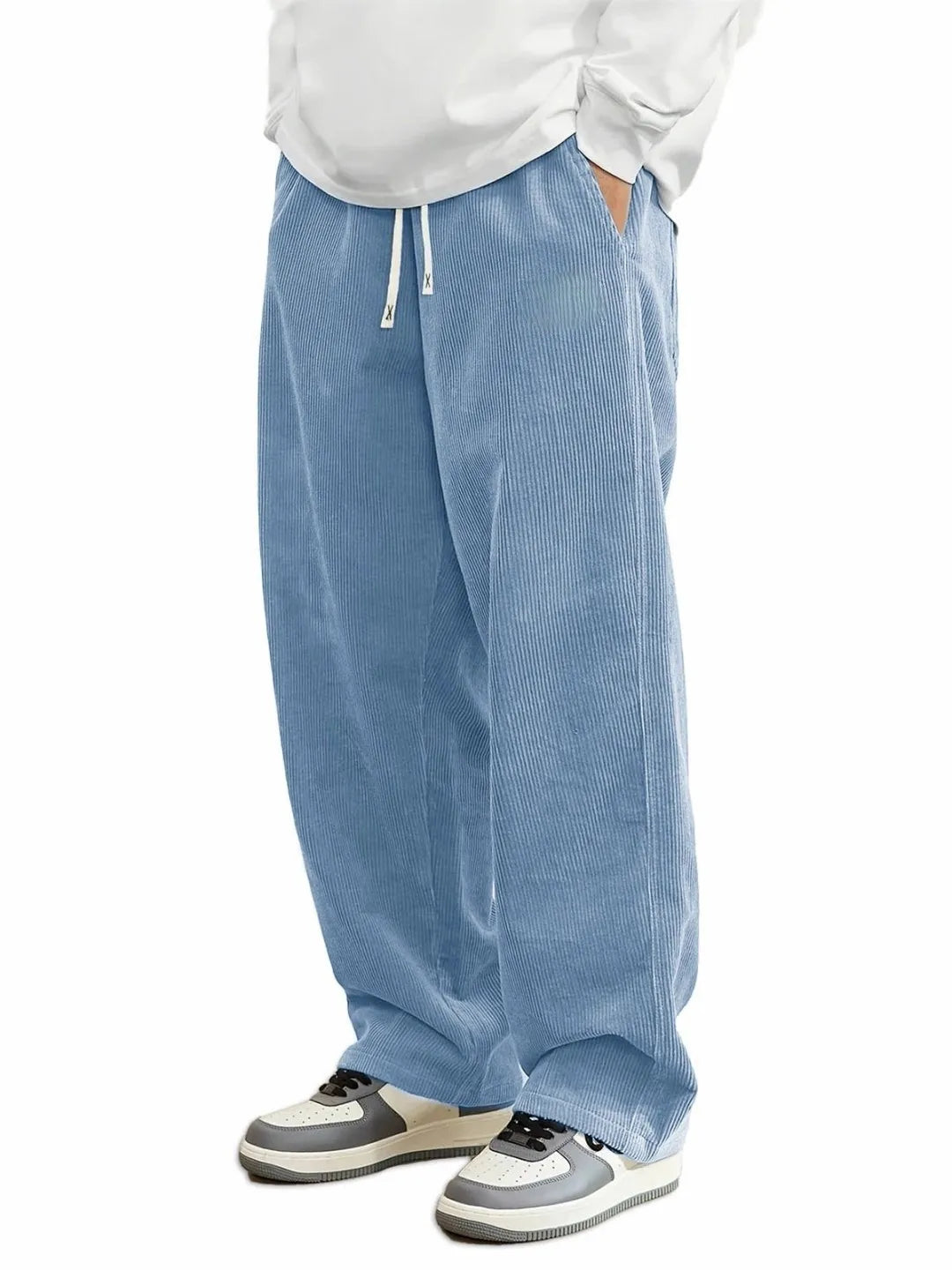 Autumn Winter Warm Motorcycle Jogger Corduroy Pants Men Tech Sweatpants Casual Harem Pants Male Sport Thermal Trousers