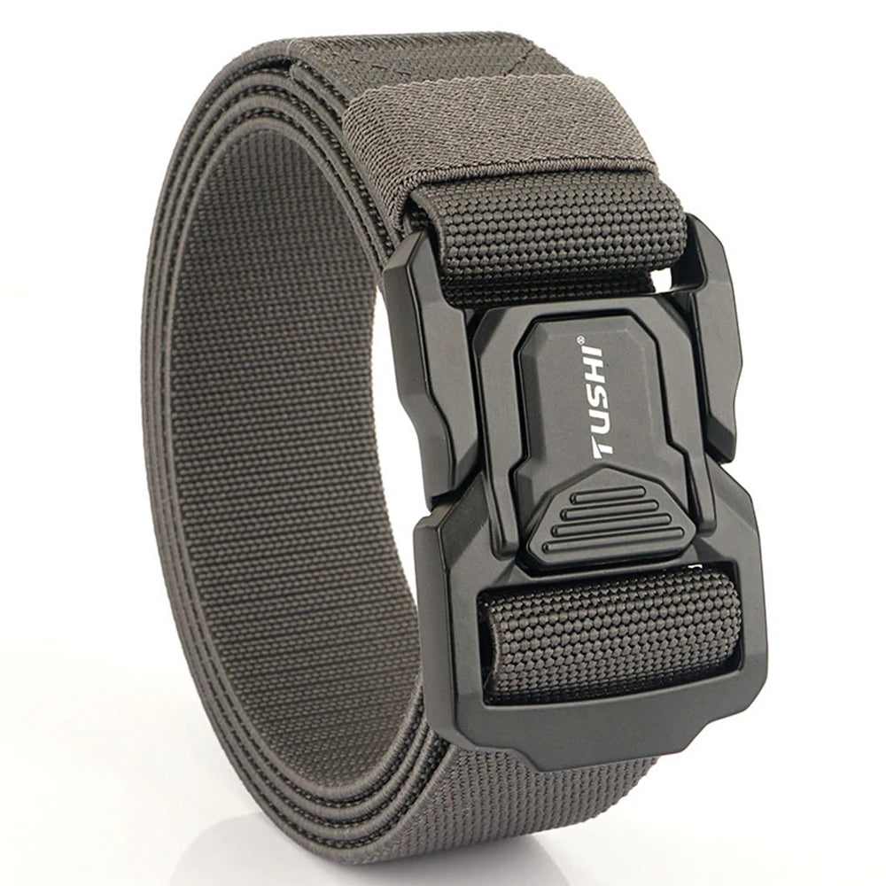 TUSHI New Tactical Outdoor Belt for Men and Women Aluminum Alloy Buckle Quick Release Elastic Belt Casual Belt Jeans Waistband