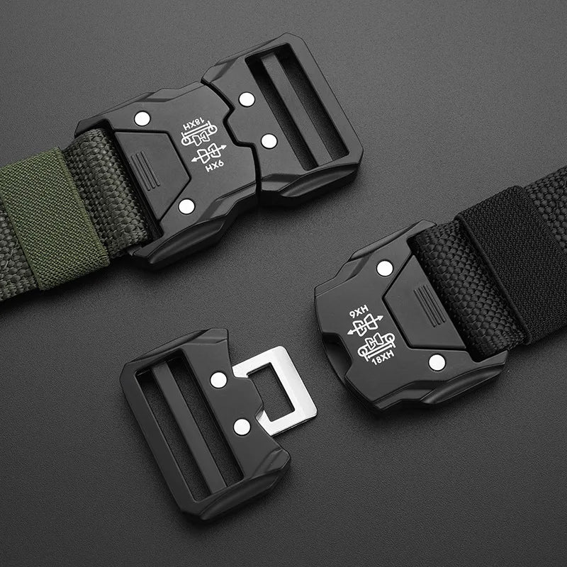 Two Pieces of Men's Outdoor Sports Training Belt, Fashionable and Versatile Trend Belt, Quick Release Symmetrical Buckle Belt