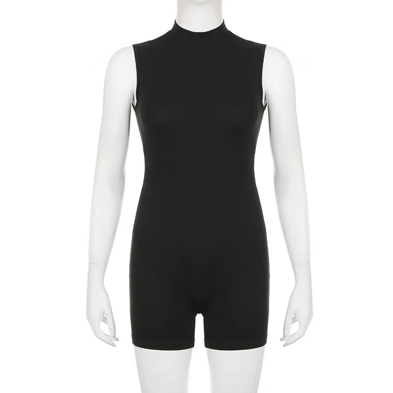 Women's Sports Jumpsuit Invisible Zipper Sleeveless High Street Rompers Basic All-match Female Summer Playsuit 2025