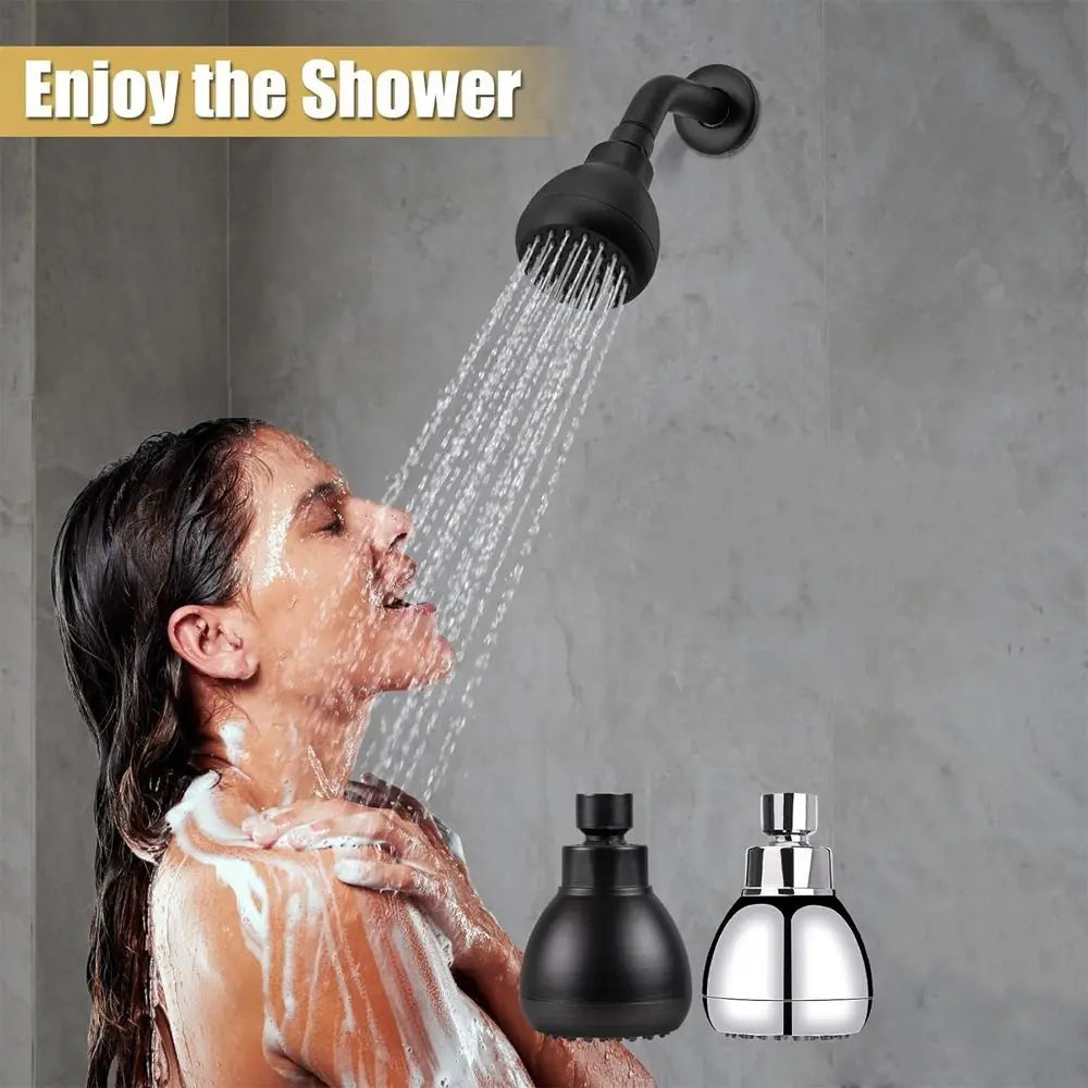 Silicone Nozzles Shower Heads Matte Black Powerful Water Flow Spray Shower Rustproof 360 Rotation Rain Shower Head Bathroom Use