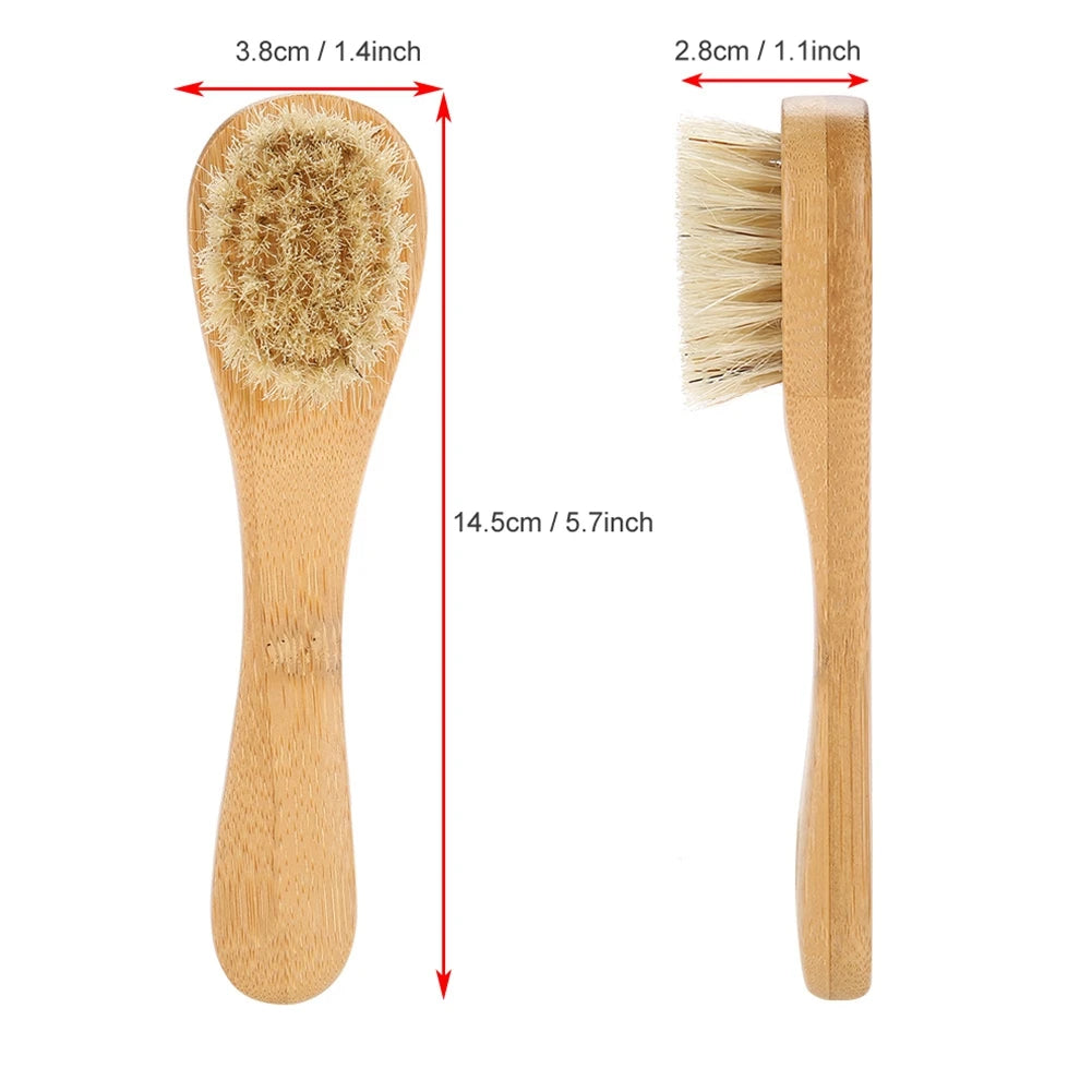 Beauty Skin Care Brush Wooden Handle Soft Hair Wash Face Tool Skin Deep Cleansing Exfoliating Massage Brush Dry&Wet Using 1 Pcs