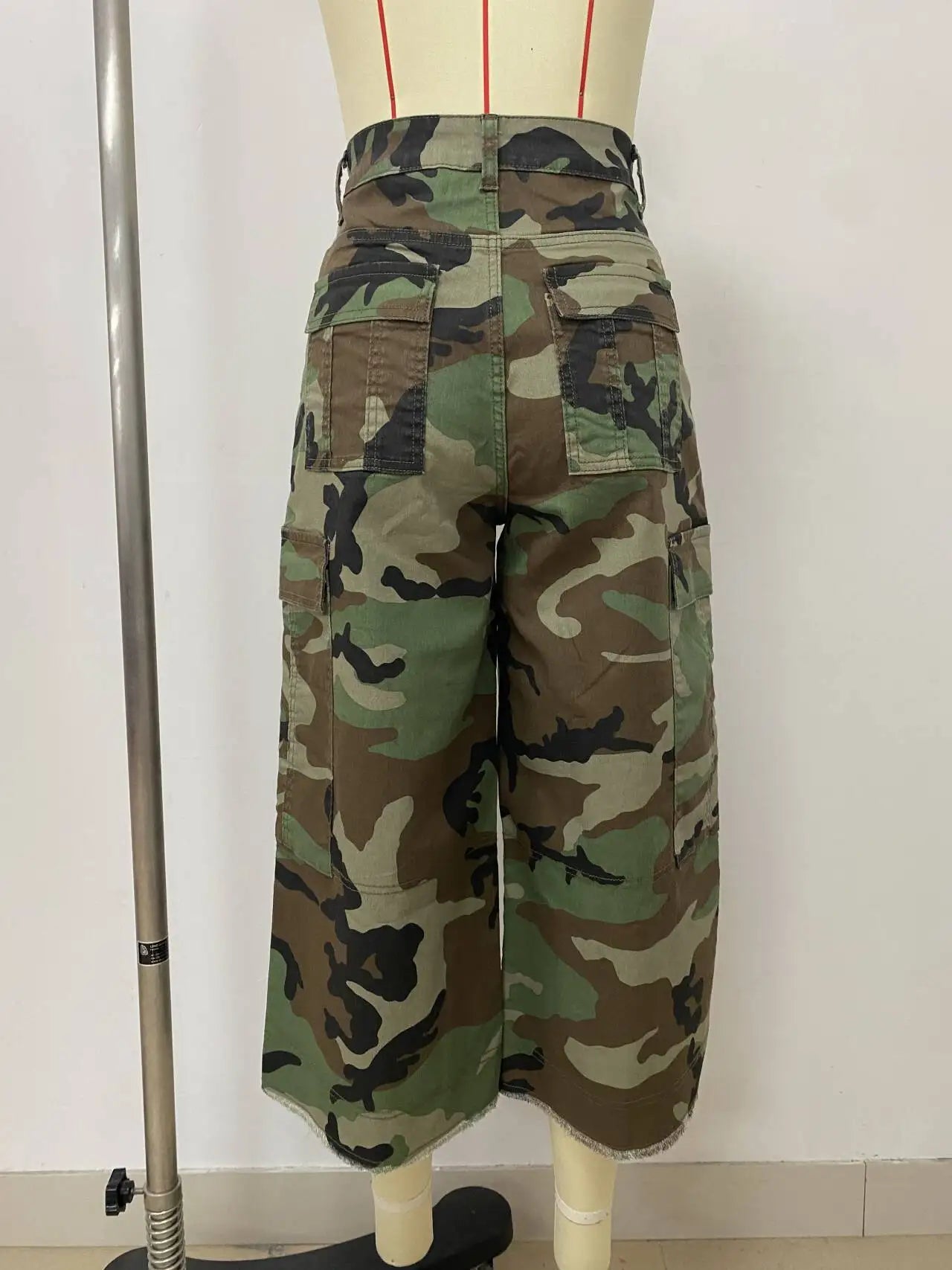 Women Mid Length Pant Vintage Camouflage Cargo Pants High Waist Trousers Capris Y2k Streetwear Elegant Work Casual Loose 2026
